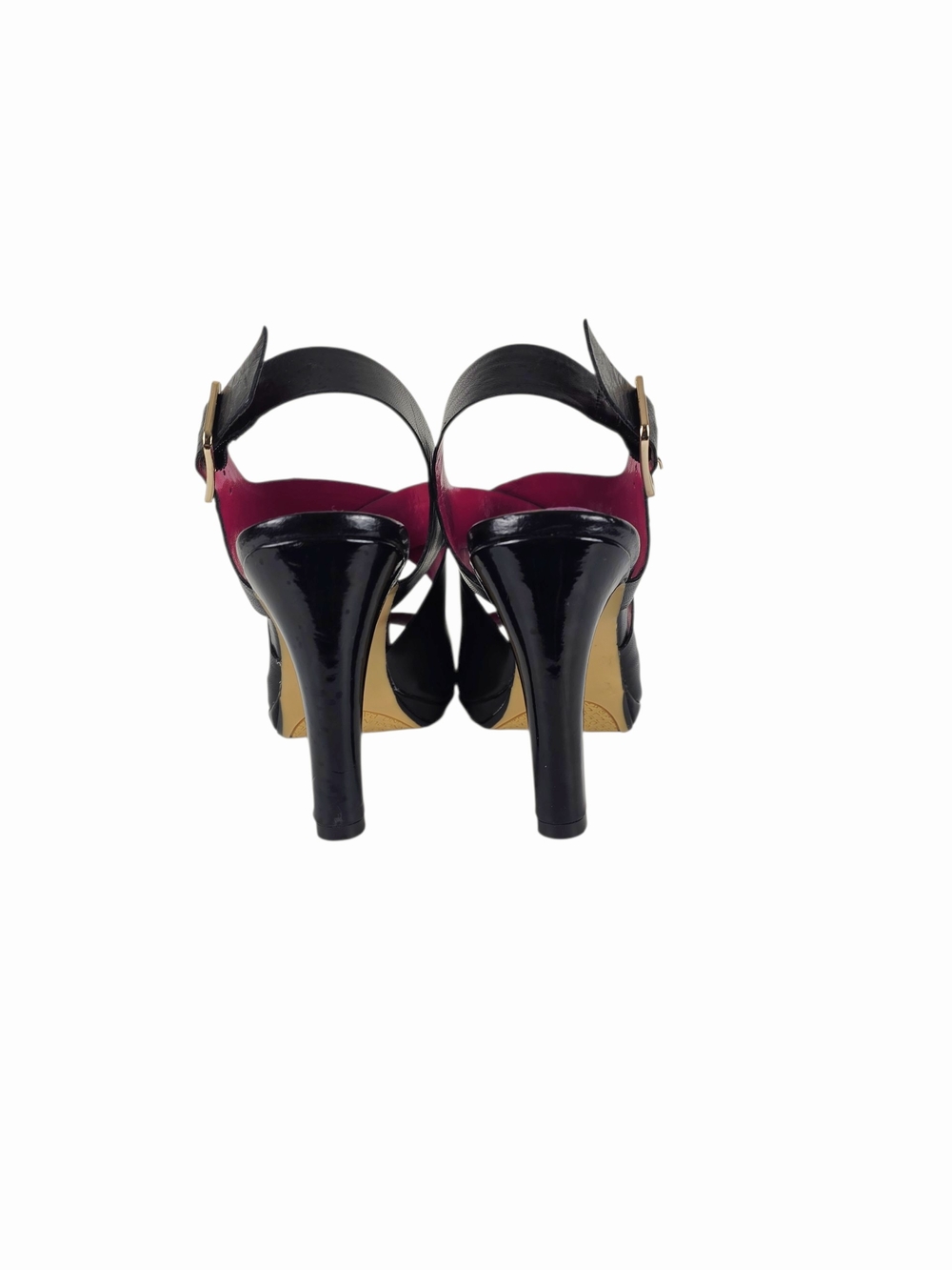 Bandolino Ludlow Crisscross Black Leather Slingback Heels - Picture 8 of 15